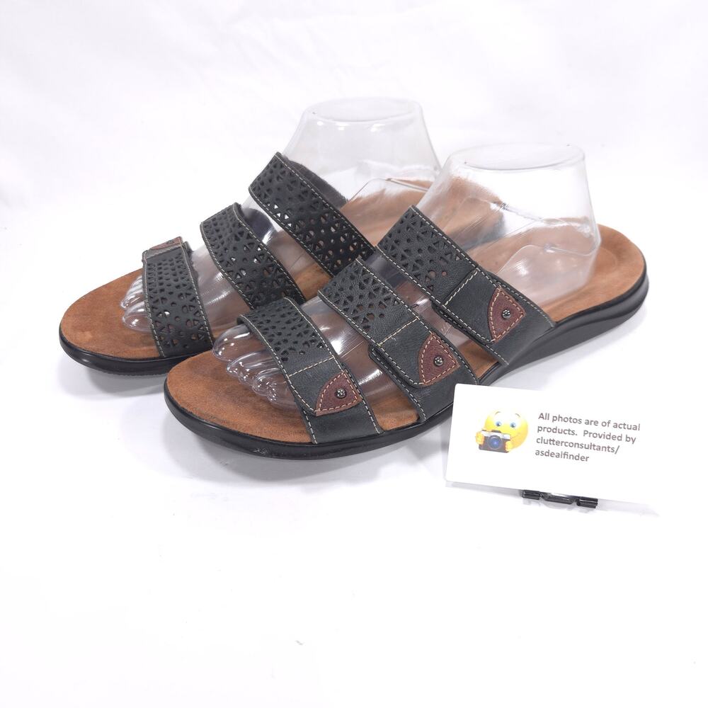 Clarks 3 Strap Casual Slide Sandal Womens Size 12 15807 Black